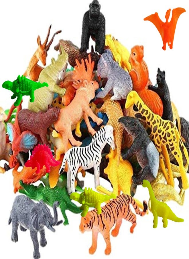 Mallexo 27Pcs Combo of Jungle & Dinosaur Animal Toys for Kids - Mix Animal Figures - Small Size Multicolor - Educational Forest Animal Set - Image 1